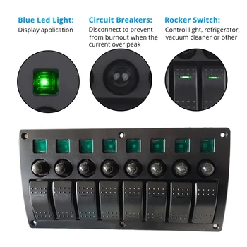 Для Jeep Switch Panel 8 Gang 12V -24V On-Off Boat Marine Car Rocker Led Panel Switch With Breakers