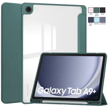 Для Samsung Galaxy Tab A9+Чехол с держателем для ручки 2023 SM-X210 SM-X216B Прозрачная силиконовая задняя крышка для чехла Funda Tab A9 Plus