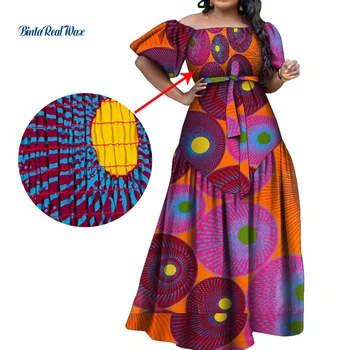 Женщины Макси Платья Вечеринка С Открытыми плечами Африканский Принт Платья Стили Для Свадеб Модный Ремень Большие Размеры Длинная Африканская Одежда WY4834