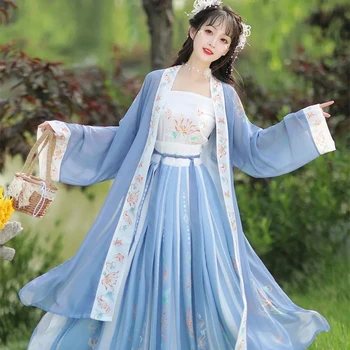 Женщины Ханьфу Платье Традиционная Китайская Ткань Наряд Древний Народный Танец Сценические Костюмы Восточная Фея Принцесса Косплей