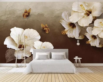 Индивидуальные обои Ретро цветы бабочка ТВ фон стена papel de parede гостиная спальня 3d обои