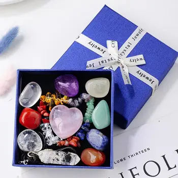Искусственный декор Камни чакры Исцеляющий искусственный набор для положительной энергии Духовные искусственные драгоценные камни Подарки для женщин Ожерелья для начинающих