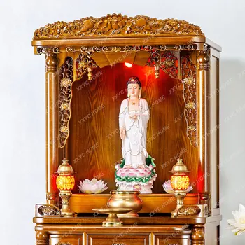Кабинет Алтарь храма Будды Домашний храм Будды Кабинет Будды Шкаф для одежды Статуя Алтарь