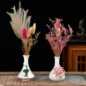 Китайская керамическая ваза для цветов ручной работы, домашний декор стола, цветочный горшок, садовый стол, креативный орнамент, ваза для сухоцветов