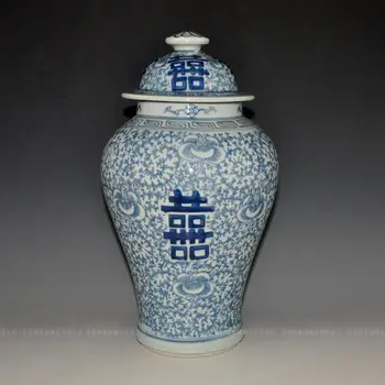 Китайский свадебный подарок цзиндэчжэнь керамическая имбирная банка цзиндэчжэнь Антикварная фарфоровая керамическая сине-белая банка