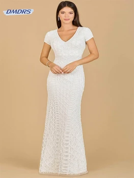 Классическое платье с коротким рукавом и глубоким V-образным вырезом для невесты Пастрол Кружева Свадебное платье до пола Простое Vestidos De Novia