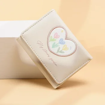 Корейская версия женского кошелька для студентов Новый трехкратный кошелек большой емкости Симпатичный маленький свежий кошелек с несколькими картами