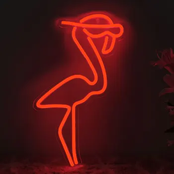 Красный Фламинго Милое Животное Светодиодный Неоновый Световой Знак Акриловый Неоновый Знак USB Для Домашней Спальни Свадьба Стена Арт Декор Висячие Ночные Светильники