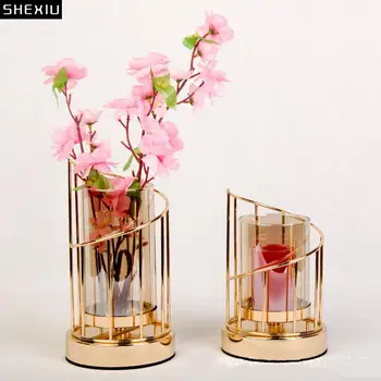 креативная позолоченная ваза цветочная композиция современный декор ремесла цветы горшки украшения стола украшения золотые цветочные вазы