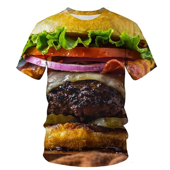 Креативная футболка Taco Tuesday Graphic для мужчин Топы Футболка с 3D-принтом для гамбургеров Женская уличная одежда Оверсайз Лето с коротким рукавом