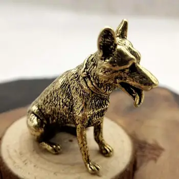 Латунная статуя собаки Фэн-шуй Латунные чаи Искусство домашних животных Скульптура Произведения искусства Собака Латунная статуэтка для гостиной Офис Спальня Домашний декор