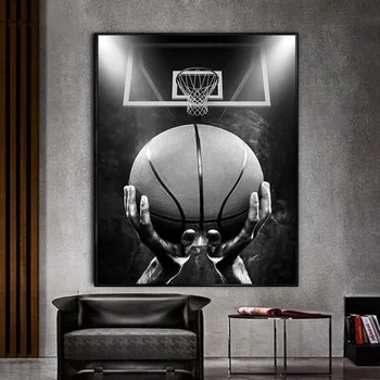 Любимый баскетбол Современная мода Плакаты Кроссовки Холст Картины Гостиная Спальня Дом Черный Белый Настенный Декор Ретро Картинки