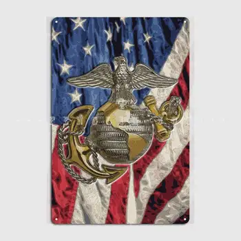Медаль морской пехоты Металлический знак Кинотеатр Гараж Гараж Клуб Персонализированные таблички Оловянный плакат