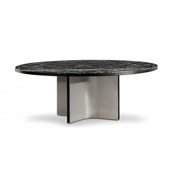 Минималистичный обеденный стол из натурального мрамора, итальянская мебель, высококачественный мрамор, круглый обеденный стол