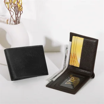 Мужской кошелек для денег, мини-тонкий кошелек из натуральной кожи, держатель кредитной карты RFID Bank, деловой минималистичный кошелек, мужской
