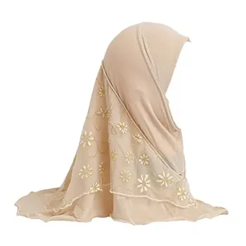 Мусульманский тюрбан Детский хиджаб Исламские девочки Арабская шапочка Цельный шарф для детей 2-6 лет