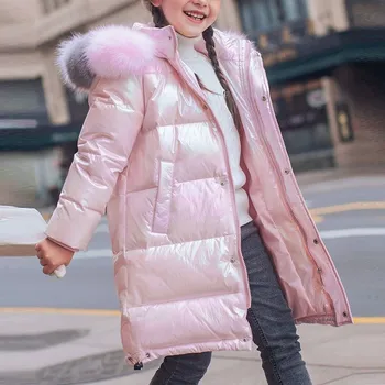 Новая зимняя пуховая хлопчатобумажная куртка для девочек водонепроницаемое пальто с капюшоном Детская верхняя одежда Одежда для подростков 5-16 лет Детская парка Зимний комбинезон