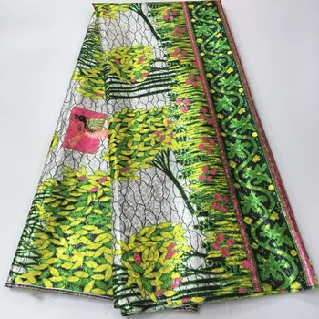 Новейшая зеленая африканская парчовая кружевная ткань 2023 Французская жаккардовая кружевная ткань для нигерийской ткани для вечеринок Bazin Riche Lace PJK22111