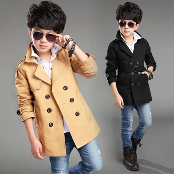  Новое зимнее пальто для мальчиков Высокое качество Мода Двубортная Твердая Шерсть Для Детей Куртка Детская Верхняя Одежда