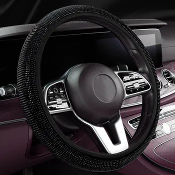  Новый алмазный чехол на рулевое колесо с блестящими хрустальными стразами Universal Fit 15-дюймовый автомобильный протектор колес для женщин и девочек
