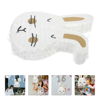 Пасхальная висячая бумажная Пиньята День рождения Бумажная голова кролика Пиньята Игрушка с сахарной начинкой