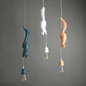  Подвесной светильник в форме белки Nordic Resin животное Подвесной светильник Светодиодный внутренний декор Подвесной светильник для столовой Гостиная Детская комната