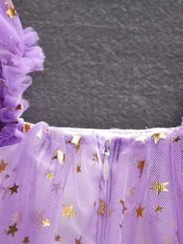 Сверкающее платье принцессы из тюля с пайетками для девочек - многослойные рукава с оборками, звездная многоярусная юбка, идеально подходящая для лета