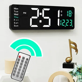  светодиодные цифровые настенные часы 16-дюймовый большой будильник с дистанционным управлением Дата Неделя Температура Часы Двойные будильники Украшение гостиной