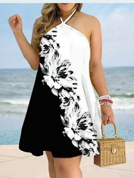 Сексуальное платье с принтом спагетти на бретельке Женская мода Повседневные платья для пляжных вечеринок в стиле бохо для женщин Халат Femme 2023 Новое мини-платье