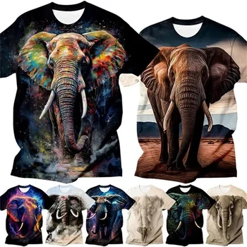 Слон 3D-печатная футболка Новый хип-хоп забавная личность Мода Топ с короткими рукавами Крутая графическая футболка Большой размер Xs-4xl