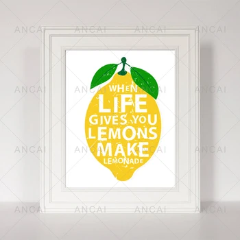 Современный, когда жизнь дает вам лимоны, сделать лимонады, кухонный декор, холст, живопись, печать, плакат, настенные картины, украшение дома