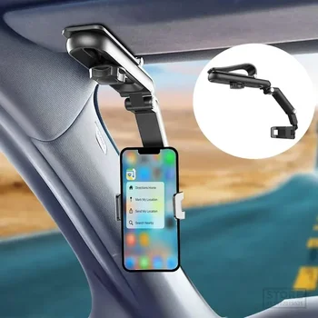 Солнцезащитный козырек Держатель телефона для автомобиля Многофункциональная вращающаяся на 360 ° ячейка с I/Samsung/Android
