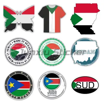 Судан Национальный флаг Автомобильные наклейки для автомобилей, ноутбуков, лодок, для стены, двери, окна, шлема, велосипеда, винила, водонепроницаемых автомобильных наклеек