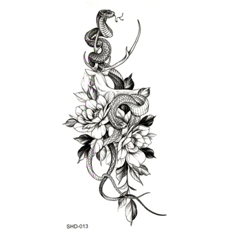Три стиля Серый цветок/птица/призрак Женщины/змея Водонепроницаемые временные татуировки Мужчины Временная наклейка Tatoo Поддельные татуировки рукава