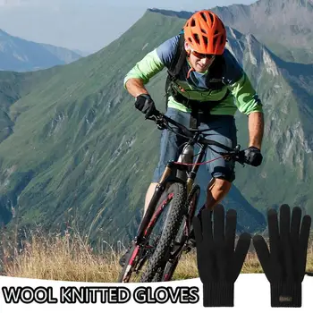  Трикотажные перчатки для мужчин Зимние перчатки с сенсорным экраном для женщин и мужчин Вязаные перчатки для холодной погоды Двухслойные для бега