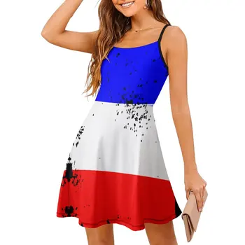 Флаг Франции Винтаж - Потертый флаг Франции Essential Женское платье-слинг Креативное экзотическое женское платье Nerd Вечеринки Strapp