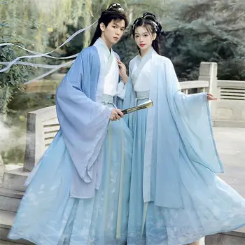 Ханьфу мужской летний китайский стиль - это супер фея, юбка до талии, костюм с элементом Хань, рубашка с большим рукавом, шелк Ханьфу женщины.