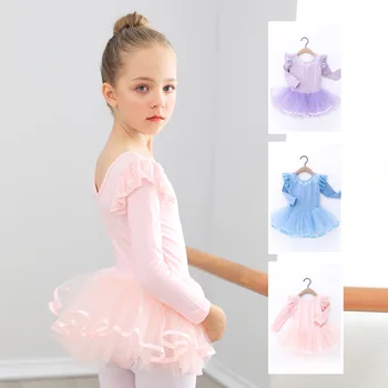 хлопчатобумажный детский танцевальный костюм кружева сращивание перформанс костюм балет танцевальная юбка дети девочки марлевая юбка для сценического школьного шоу