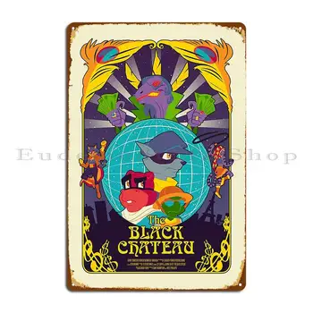Черный замок Металлическая табличка Плакат Дизайн Фрески Кухня Пещера Настенный Декор Жестяной знак Плакат