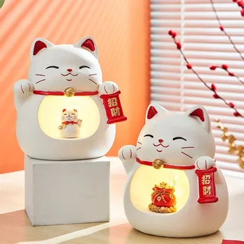японский декор комнаты керамический орнамент Kawaii Аксессуары maneki neko lucky cat cute fortune cat sculpture Украшение дома Подарок